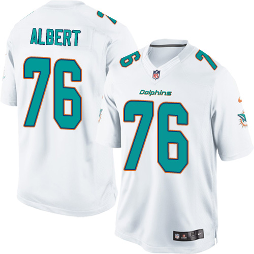 Men's Limited Branden Albert Nike Jersey White Road - #76 NFL Miami Dolphins